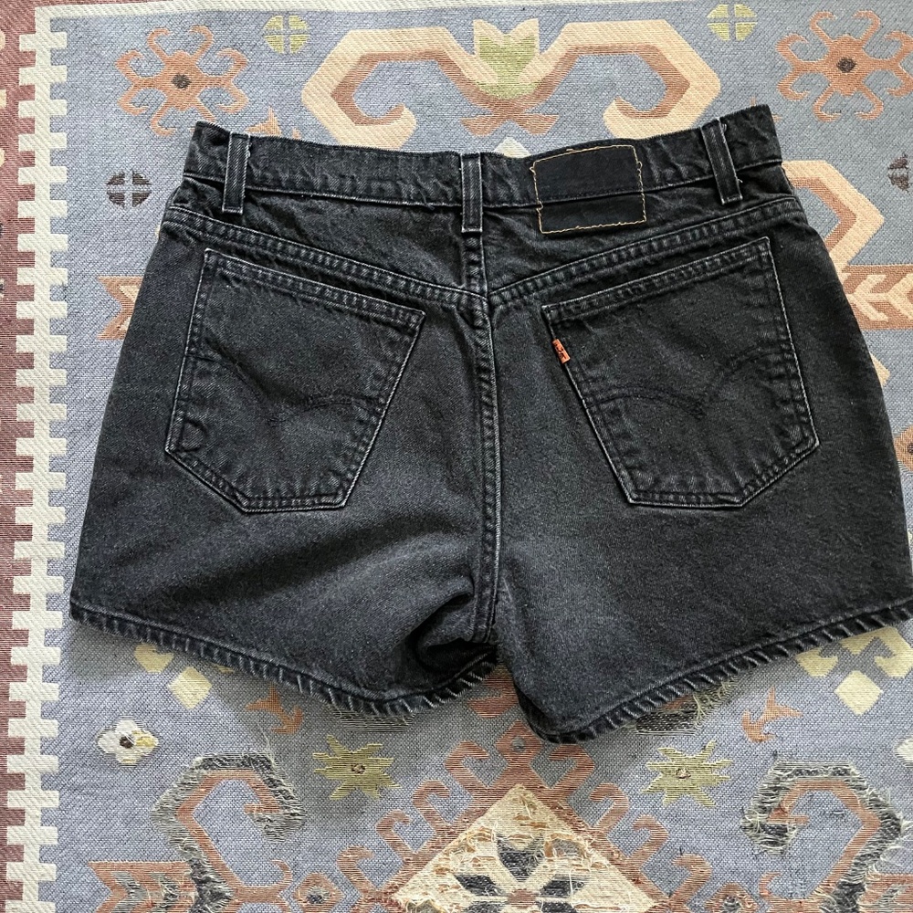 Vintage 1990s Levi’s 941 Orange Tab Black Jeans Shorts Size 12